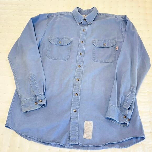 Tyndale FR Shirt Men's XL | Blue | Long Sleeve Button Down Workwear | EUC - Picture 2 of 12